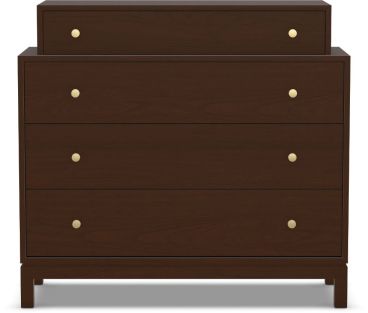Handcrafted solid wood chest with an asymmetrical top drawer section, designed for stylish and functional bedroom storage.
