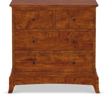 Traditional wooden nightstand with black knob handles and a sturdy frame.