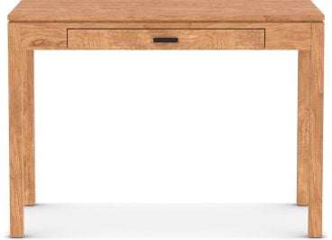 Solid cherry wood writing desk with a single drawer and minimalist modern design in a warm natural finish.