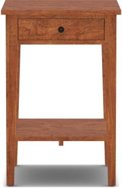 A handcrafted solid cherry wood nightstand with a single drawer and lower shelf, offering functional storage and timeless craftsmanship.