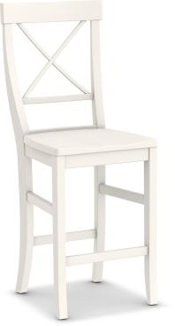 White solid wood X-back counter stool with a contoured seat, handcrafted from Appalachian hardwood for lasting durability.
