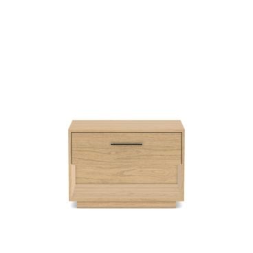 A wooden open nightstand with a single drawer and an open lower shelf, showcasing a minimalist design for bedside storage.
