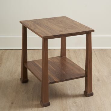 Craftsman-style rectangular end table made from real wood, featuring clean lines and a sturdy design.