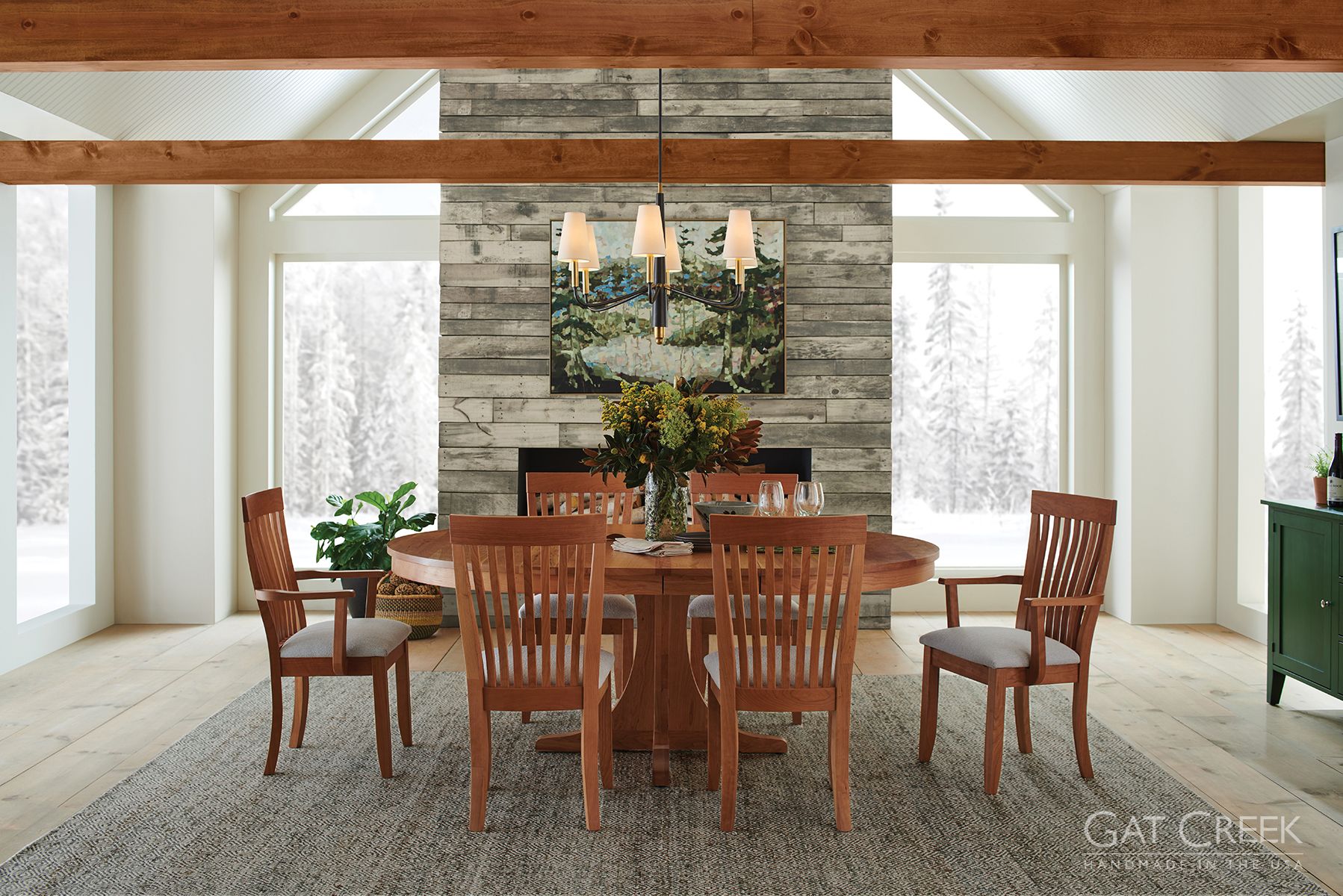 Round mission shop style dining table