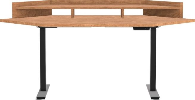 Oxford Corner Lift Desk with Galley in natural cherry wood.
