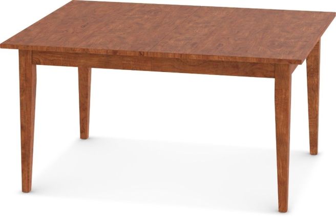 A solid cherry wood dining table with a rectangular top, tapered legs, and a rich natural wood grain finish.