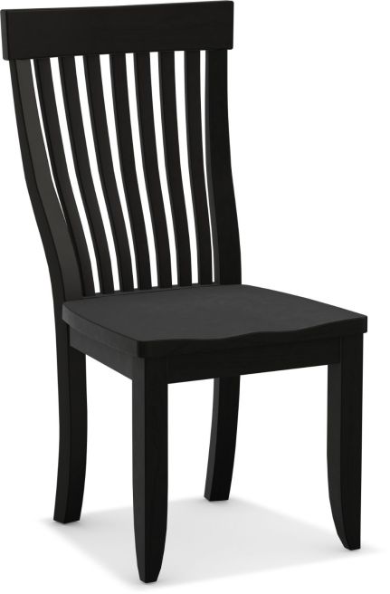 A handcrafted solid wood dining chair with a contoured slat-back design and a sculpted seat for timeless style and comfort.