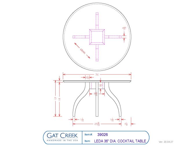 drawing for the Leda Cocktail Table