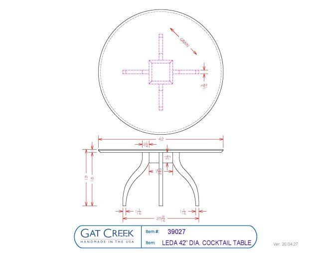 drawing for the Leda Cocktail Table