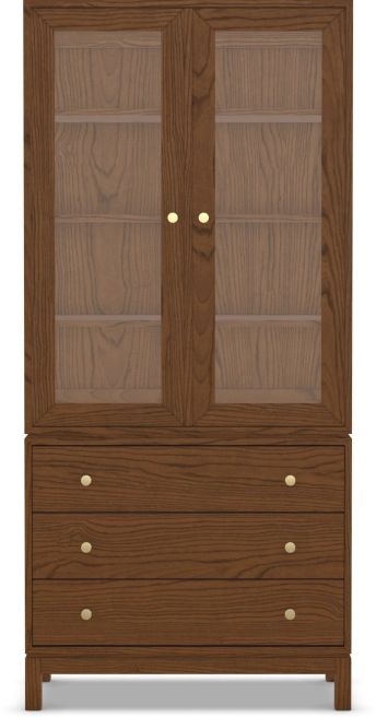 Solid Wood Glass Cabinet with integrated ligthing