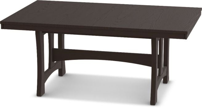 Handcrafted rectangular dining table featuring a sturdy wood construction with elegant curved leg supports
