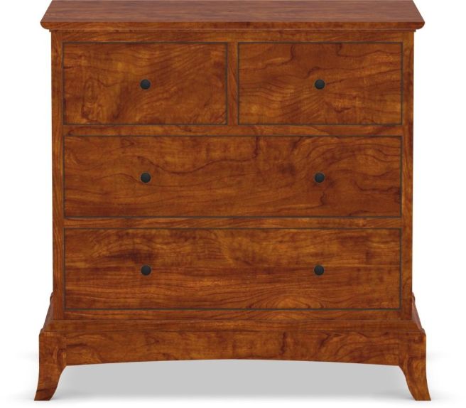 Traditional wooden nightstand with black knob handles and a sturdy frame.