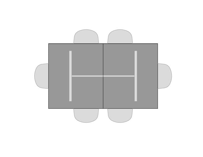 Visual of seating for Mission Trestle Table with six seats