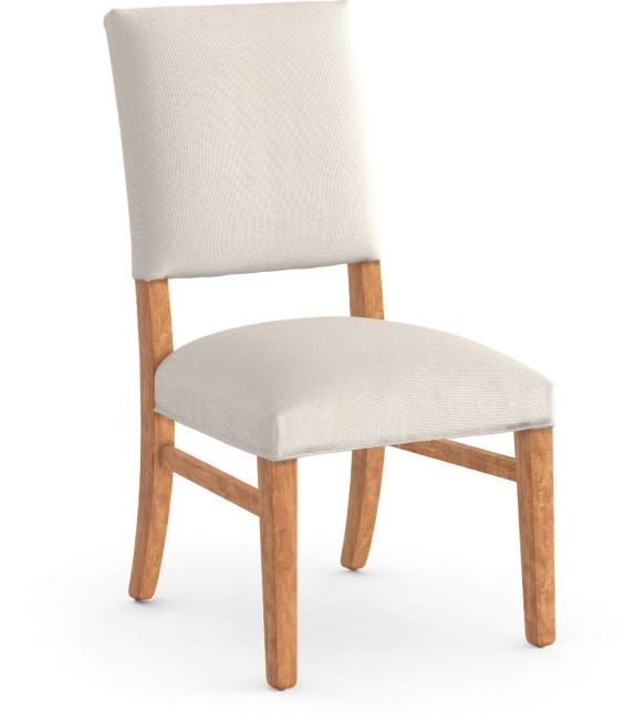 Elegant dining chair with a light wood frame and cream-colored upholstery, showcasing a minimalist yet sophisticated look.