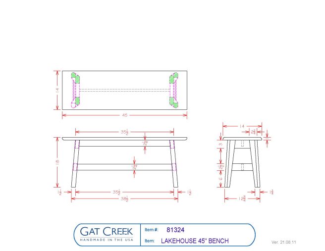 drawings for the Lakehouse Bench