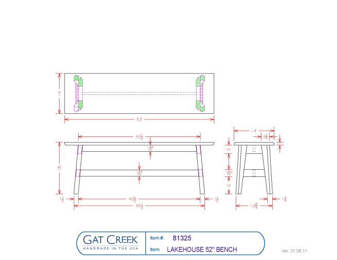 drawings for the Lakehouse Bench