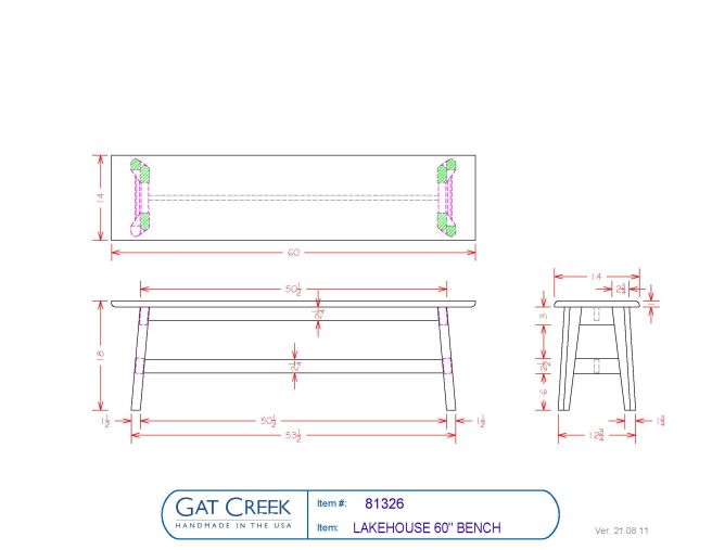 drawings for the Lakehouse Bench