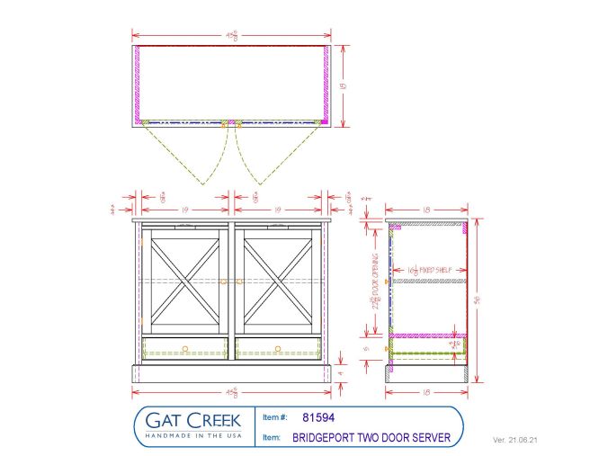 drawings for the Bridgeport Two Door Server