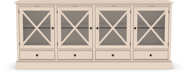 SOLID WOOD BRIDGEPORT FOUR DOOR SERVER WITH GLASS DOORS