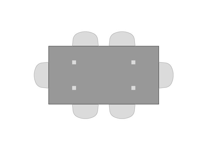 Visual of seating for Landing 72" Table