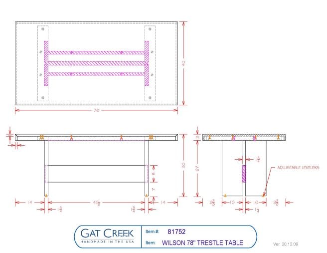 drawings for the Wilson Trestle Table