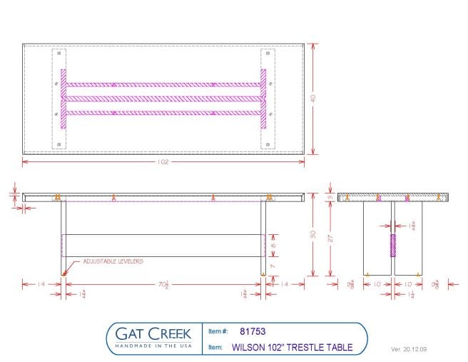drawings for the Wilson Trestle Table