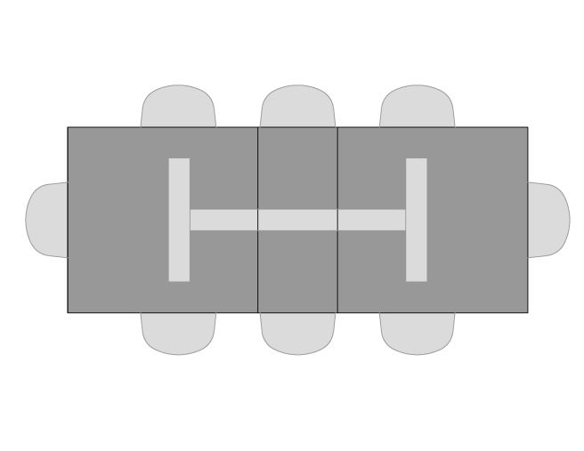 Visual of seating for  86" Palisade Pedestal Dining Table with one leaf showing 8 seats