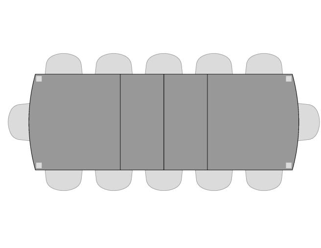 Visual of seating for Sabin Dining Table with two leaves and 12 seats
