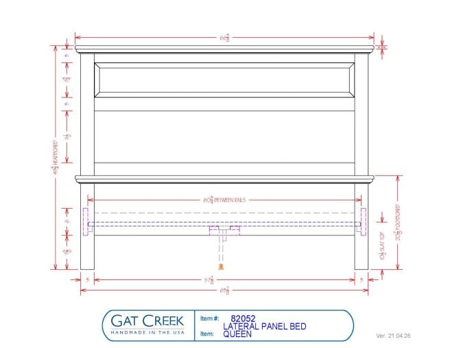 Drawings and dimensions for the Lateral Panel Bed