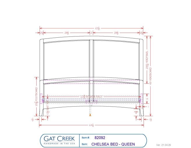 Drawings and dimensions for the Chelsea Bed