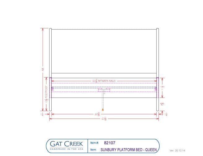 Drawings and dimensions for the Sunbury Bed