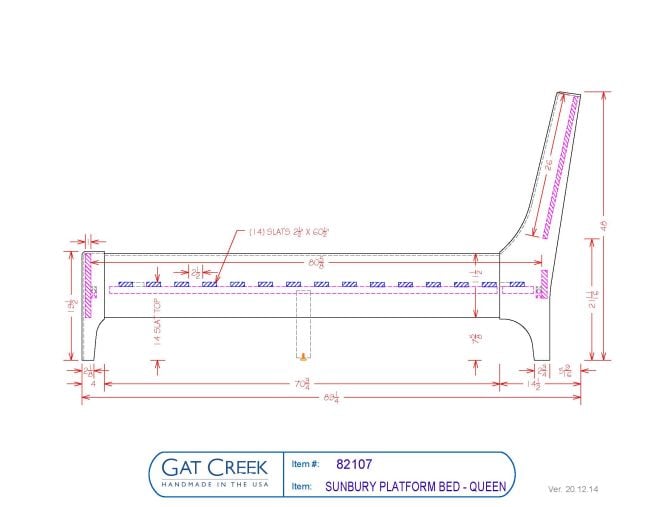 Drawings and dimensions for the Sunbury Bed