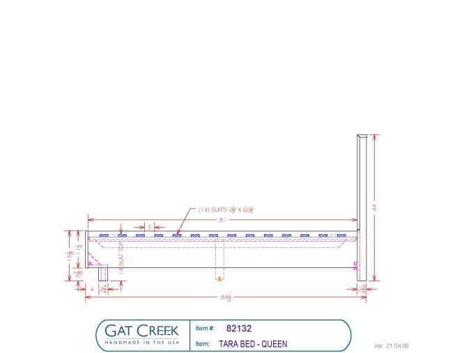 Drawings and dimensions for the Tara Bed