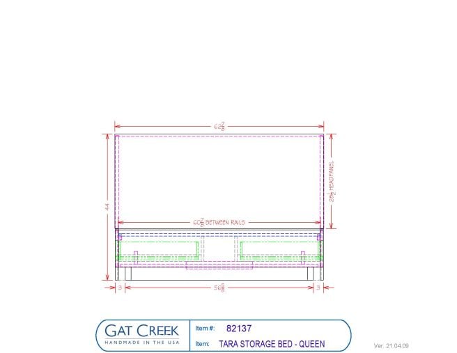 Drawings and dimensions for the Tara Bed