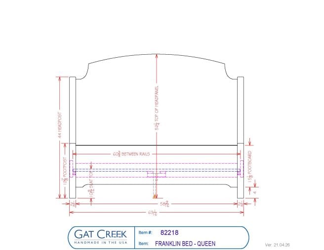 Drawings and dimensions for the Franklin Bed