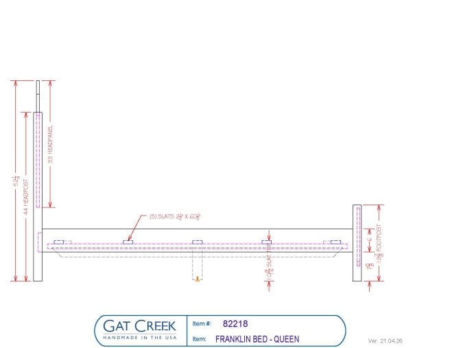 Drawings and dimensions for the Franklin Bed