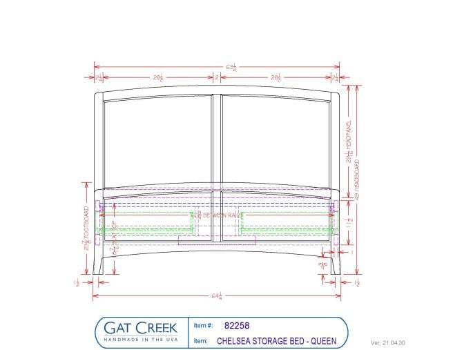 Drawings and dimensions for the Chelsea Bed