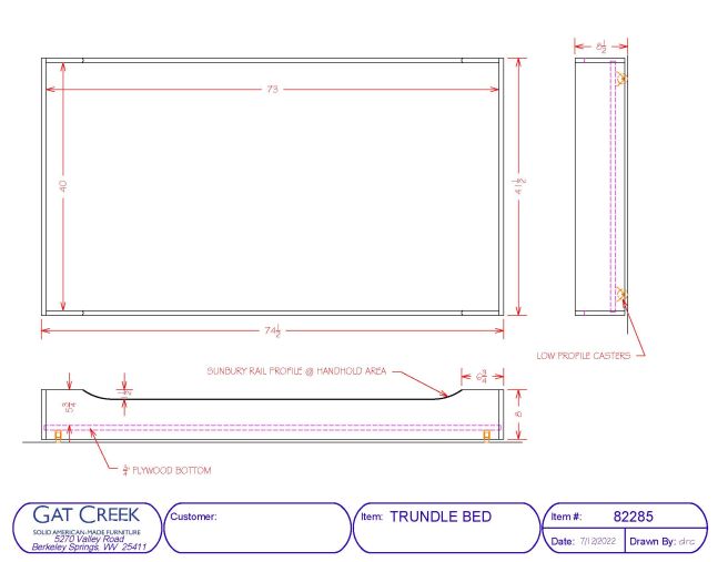 Drawings and dimensions for the Trundle Bed