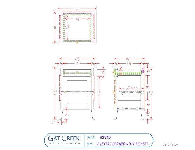 Vineyard Drawer & Door Chest drawings