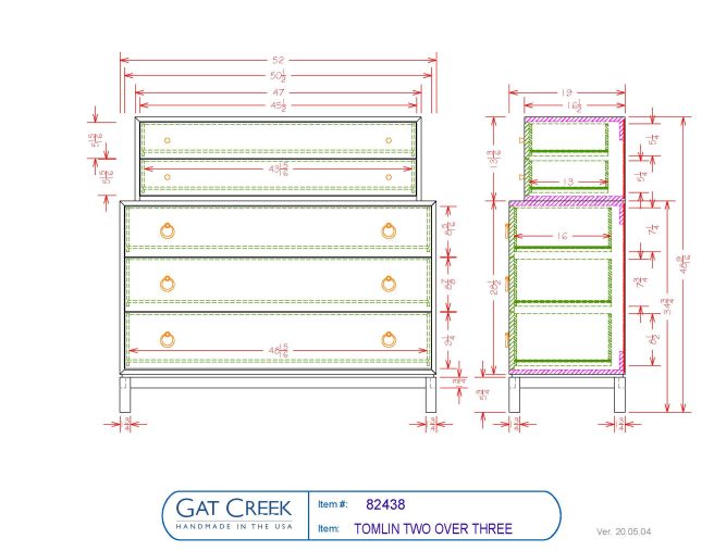 Tomlin Two Over Three drawings with dimensions