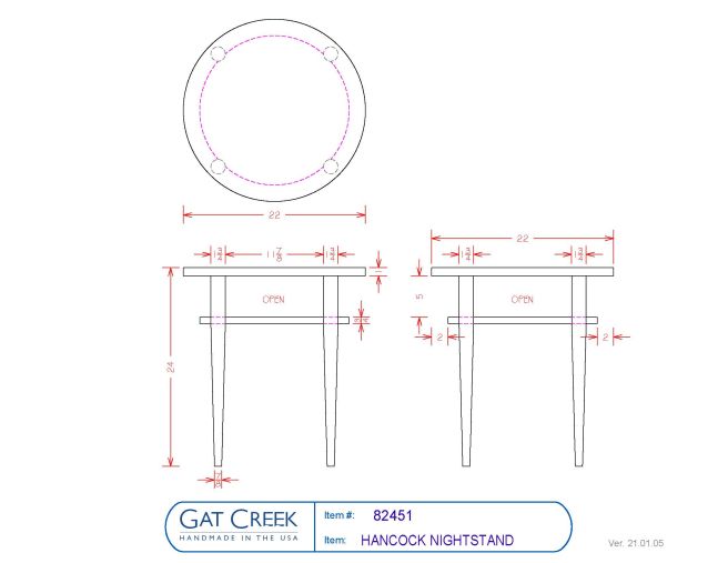 drawings for the Hancock Nightstand
