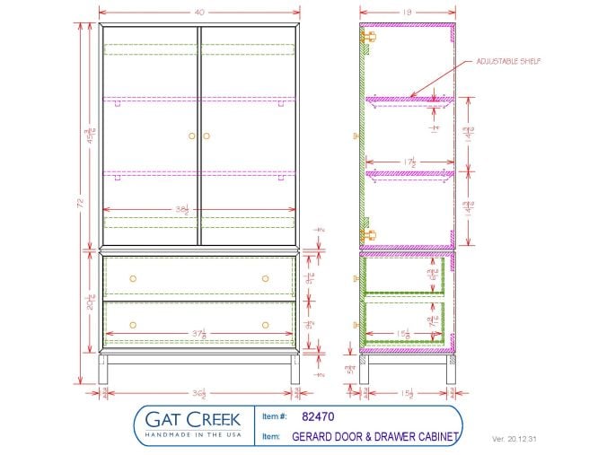 Drawings for the Gerard Door & Drawer Cabinet
