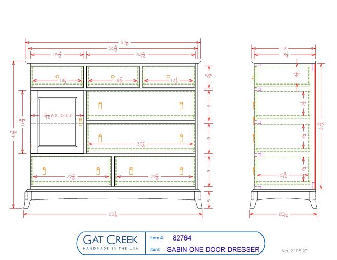 Sabin One Door Dresser drawings