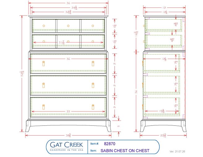 Sabin Chest On Chest drawings with dimentions