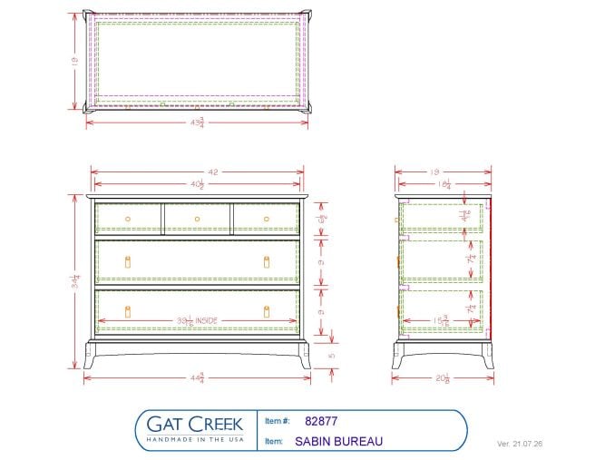 Drawings and dimensions for the Sabin Bureau