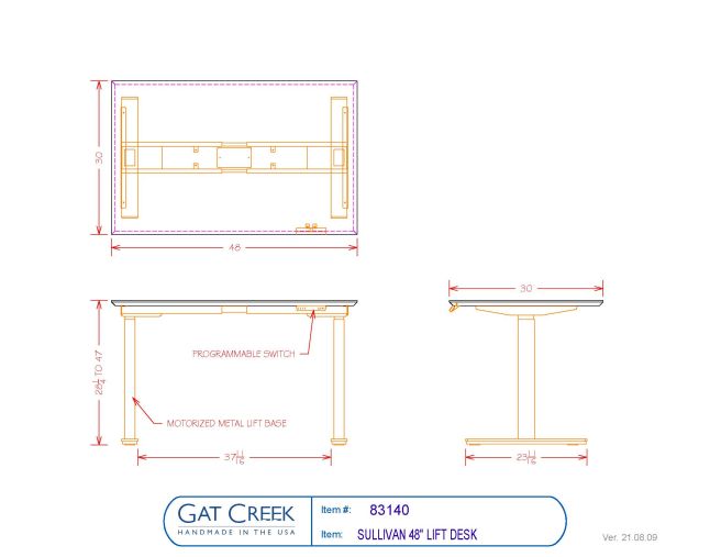 drawings for the Sullivan Lift Desk