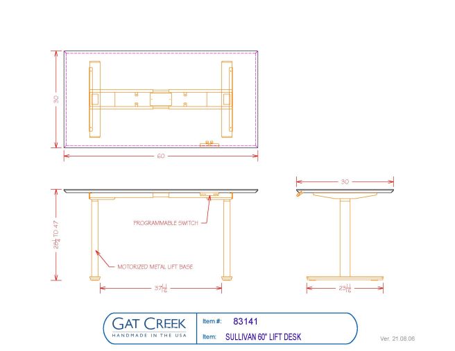 drawings for the Sullivan Lift Desk