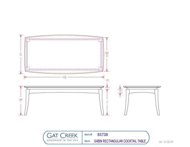 Sabin Rectangular Cocktail Table drawings