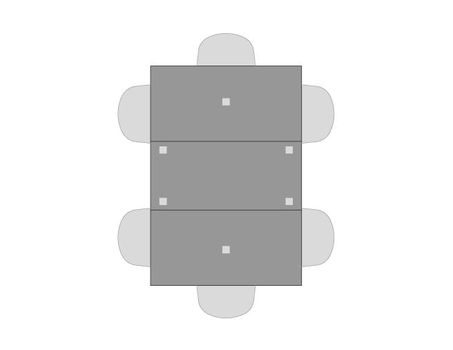 Visual of seating for Laury Drop Leaf Table shown with 6 chairs