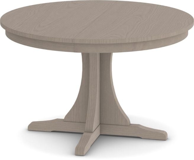 Round solid wood pedestal dining table with a classic design and a smooth, hand-finished surface